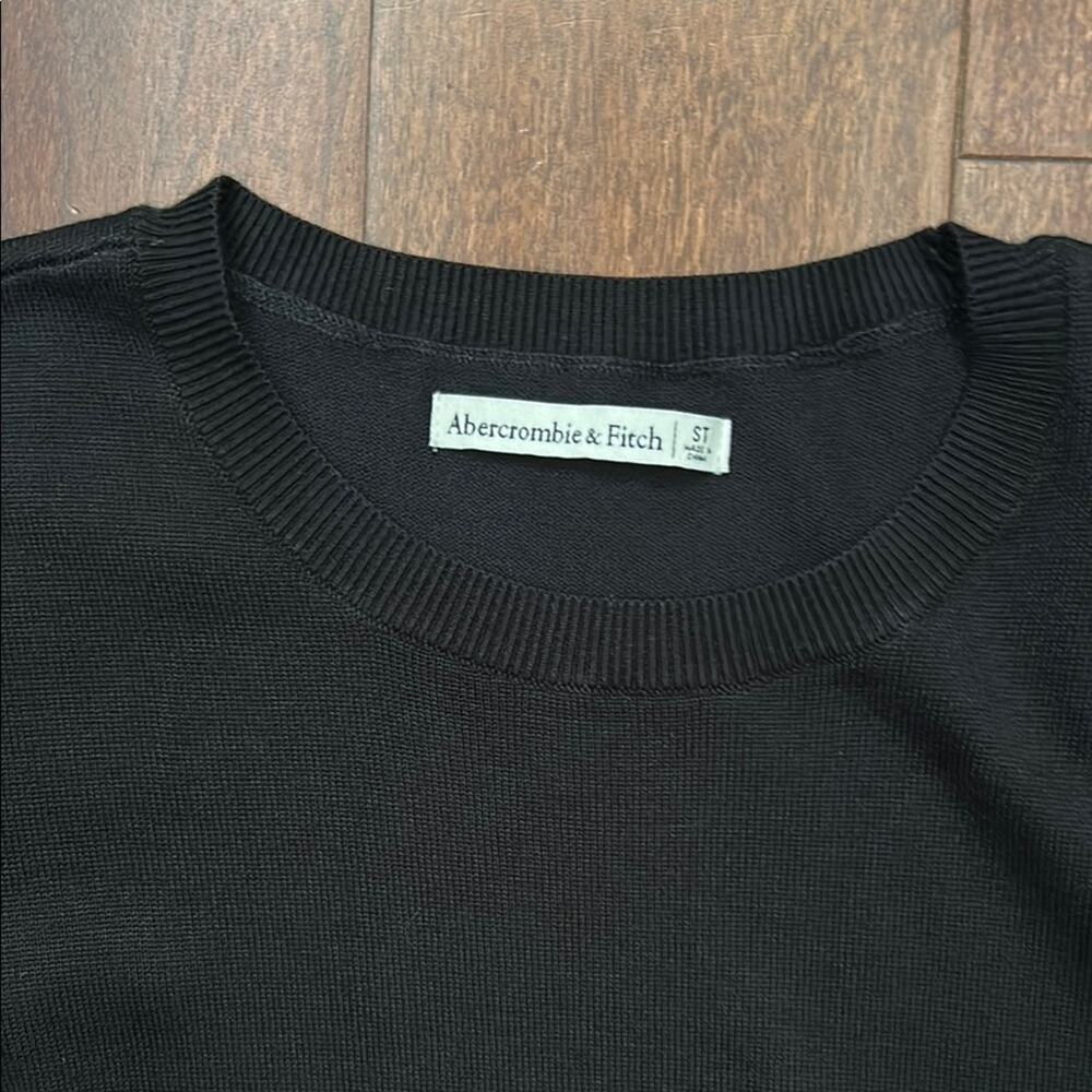 Abercrombie & Fitch Black Long Sleeve Knit Dress, Side Cinched, Size Small Tall - Picture 8 of 9